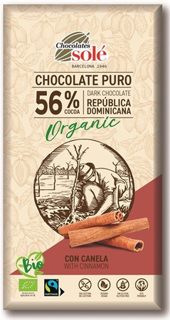Cioccolato amaro 56% cacao con cannella BIO 100 g