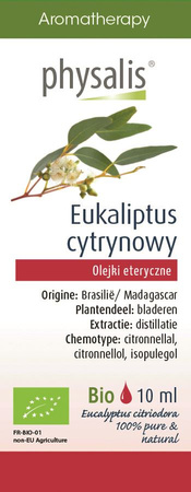 Olio essenziale Eucalipto citrato (Citroen eucalyptus) Biologico 10 ml – Physalis