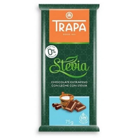Cioccolato al latte con stevia 75 g – Trapa