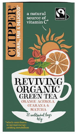Tè verde con acerola, guaranà e matcha "revival" Fair Trade Bio (20 x 2 g) 40 g - clipper