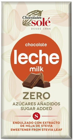 Cioccolato al latte senza zuccheri aggiunti con stevia 100 g – Chocolates Sole