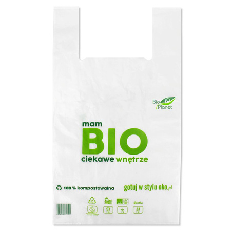 Busta compostabile con logo BIO Planet (60 cm x 35 cm x 8,5 cm)