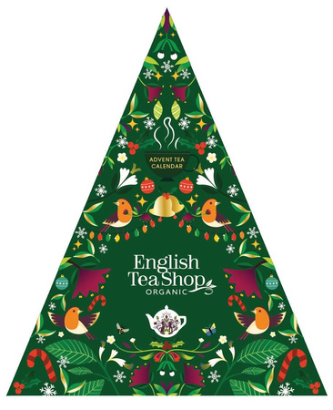 Piramidi bio del calendario dell'Avvento (trangolare verde - 13 gusti di tè) (25 x 2 g) 50 g english tea shop organic