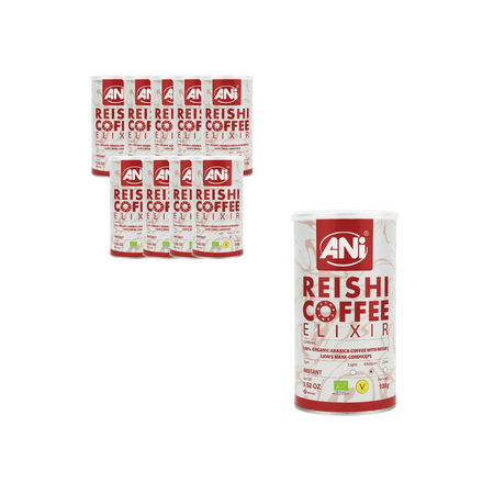 SET 10 x Caffè istantaneo 'elisir di reishi' bio 100 g - ani