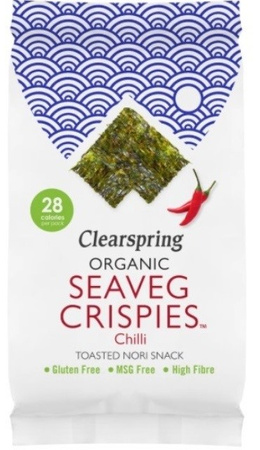 Clearspring Chips di Alghe Marine Seaveg al Chili senza glutine Biologico 4 g