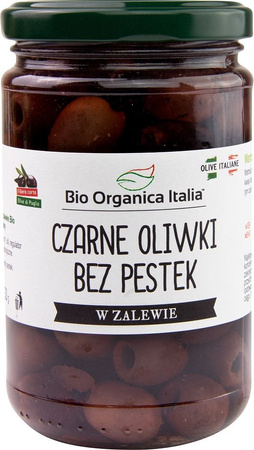 Olive nere denocciolate in salamoia Biologico 280 g (160 g sgocciolato) vaso – Bio Organica Italia
