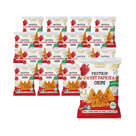 SET 12 x Patatine proteiche piramidali senza glutine al gusto di peperone dolce 60g - POPCROP