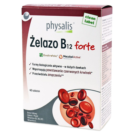 Ferro + vitamina B12 forte integratore alimentare 45 compresse - Physalis