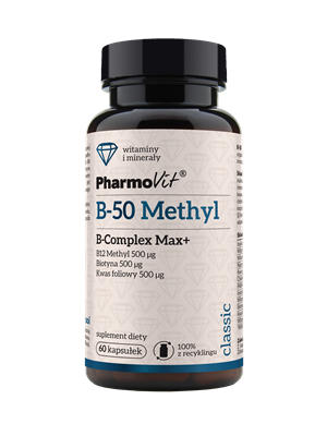 Vitamina B-50 Methyl B-complex Max+ integratore alimentare 60 capsule 40,2 g - Pharmovit (classico)
