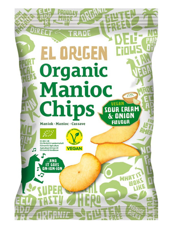 Patatine di manioca alla panna e cipolla vegan senza glutine bio 60g - El Origen