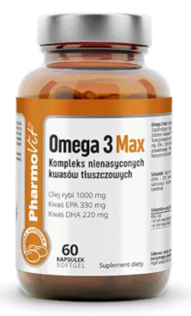 Omega 3 Max integratore alimentare senza glutine 60 capsule - Pharmovit (Clean Label)