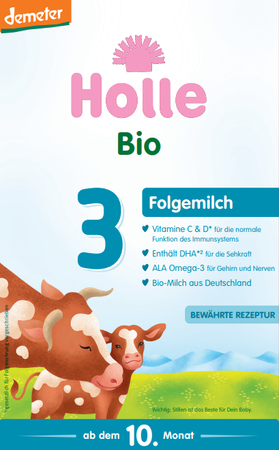 Latte vaccino di proseguimento 3 per lattanti a partire da 10 mesi Demeter bio 600 g - Holle.