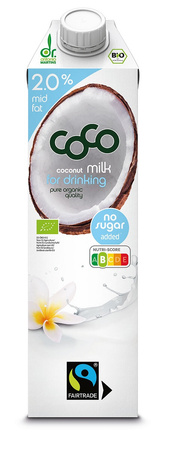 SET 6 x Latte di cocco - latte di cocco da bere 2% di grassi senza zuccheri aggiunti bio equosolidale 1 l - COCO (Dr Martins)