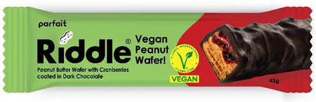 Barretta vegana al burro di arachidi e mirtilli rossi in cioccolato fondente 43 g