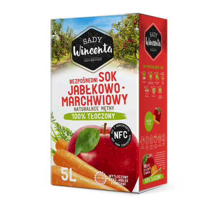 Succo di mela e carota naturalmente torbido 5 l – Sady Wincenta