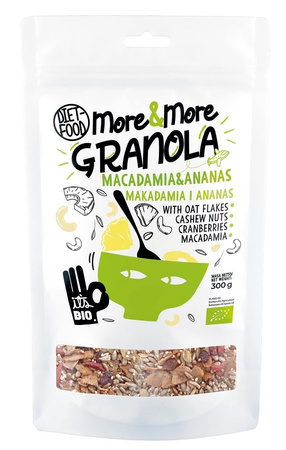 Granola con noci di macadamia e ananas bio 300 g - Diet-Food (More &amp; More)