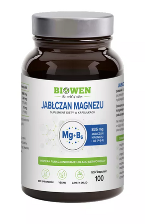 Integratore alimentare di magnesio malato + vitamina B6 100 capsule - HempKing Biowen