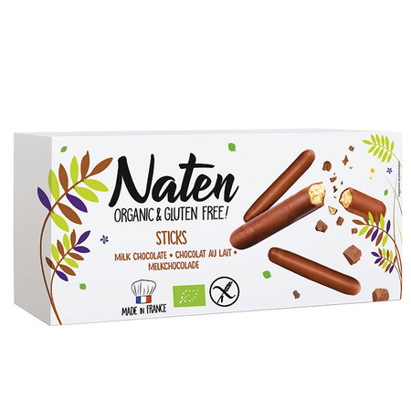 Biscotti bastoncini biologici senza glutine ricoperti al cioccolato 130 g – Naten