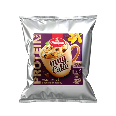 Torta proteica alla vaniglia con gocce di cioccolato in tazza senza glutine 60 g – Amylon