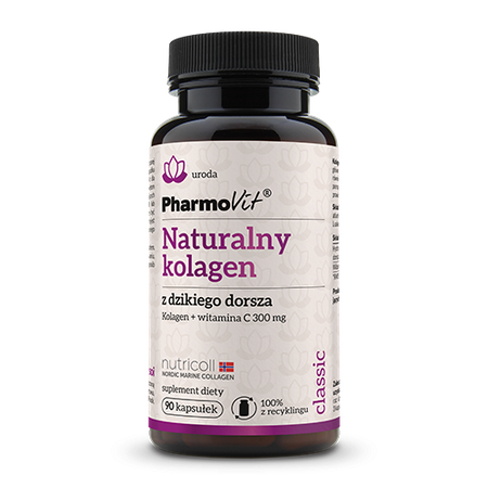 Collagene di merluzzo selvatico con vitamina c integratore alimentare senza glutine 90 capsule 36 g - Pharmovit (classico)