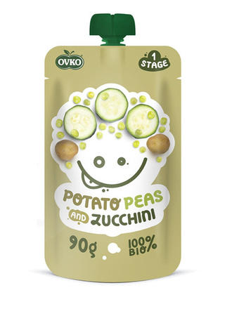 Pappa Patate, Piselli e Zucchine Biologico dal 6° mese 90 g – Ovko