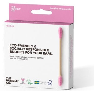 Bastoncini cotonati di bambù rosa 100 pezzi – The Humble