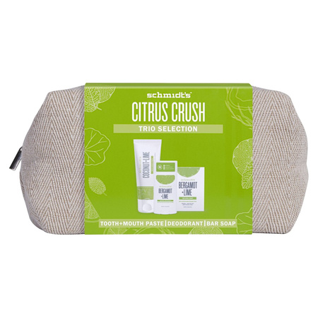 Zestaw Begamotka-Limonka z kosmetyczką: dezodoran 58 ml, pasta do zębów 100 ml, mydło 142g
