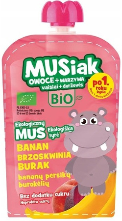 Mousse di frutta e verdura banana pesca barbabietola Biologico 100 g – Musiak