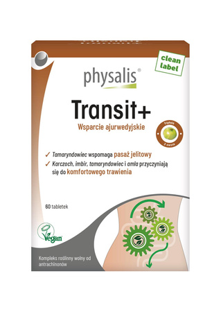Compresse per favorire il transito intestinale (Transit+), integratore alimentare, 60 compresse – Physalis