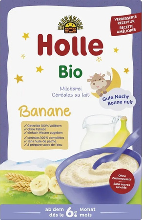 Pappa di cereali integrali al latte e banana, senza zuccheri aggiunti, dal 6° mese BIO 250 g – Holle