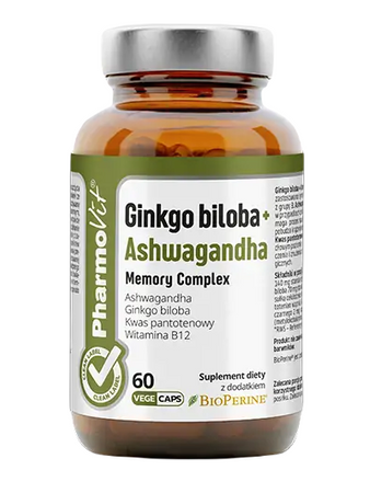 Ginkgo biloba + Ashwagandha Memory Complex integratore alimentare 60 capsule - Pharmovit (Clean Label)