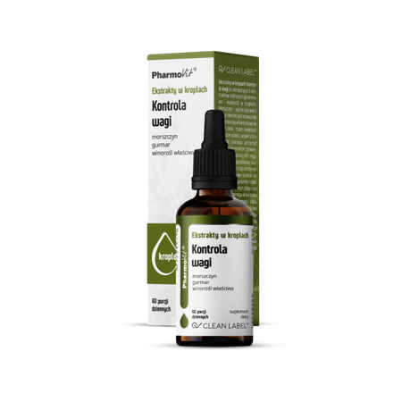 Estratti in gocce per il controllo del peso integratore alimentare senza glutine 30 ml - Pharmovit (etichetta pulita)