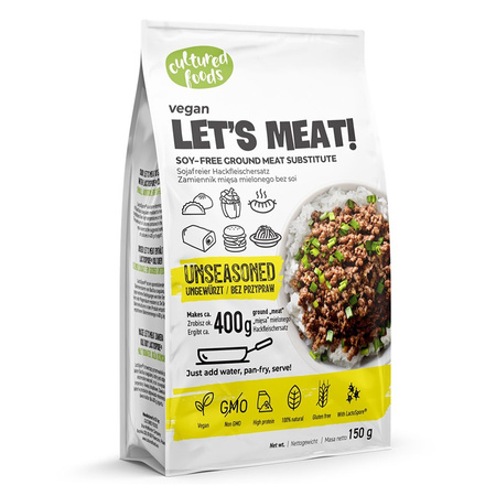 Let's meat! Sostituto vegetale della carne senza spezie 150 g – Cultured Foods