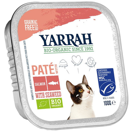 Alimento per gatti, paté di salmone con alghe BIO 100 g - Yarrah