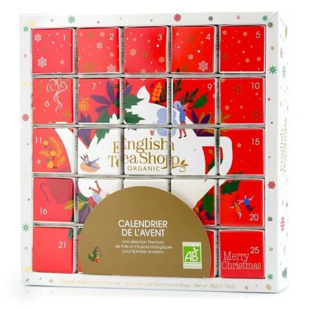 Set di tè natalizio calendario dell'avvento puzzle rosso bio 50g