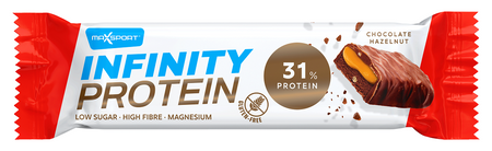 Barretta proteica con caramello e nocciole in cioccolato al latte senza glutine 55g - Maxsport