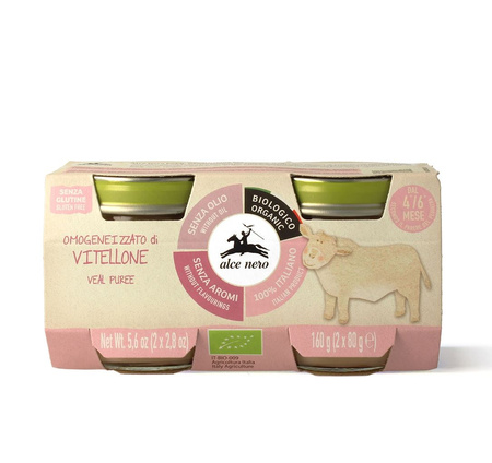 Crema di vitello senza glutine da 4 mesi bio (2 x 80 g) 160 g - Alce Nero