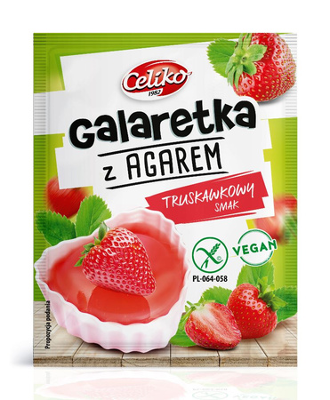Gelatina all'agar agar alla fragola senza glutine 45 g – Celiko