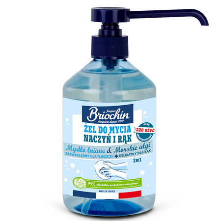 Gel lavamani e stoviglie a base di sapone di lino e alghe marine ECO 500 ml – Briochin