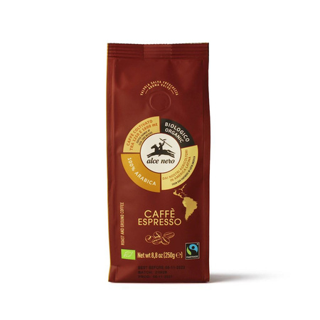 Caffè macinato biologico Arabica 100% per espresso Fairtrade di montagna 250 g – Alce Nero