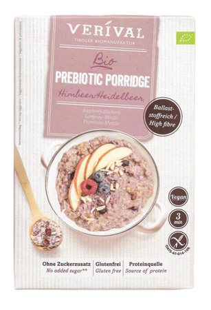 Porridge ricco di fibre con lamponi e mirtilli senza zuccheri aggiunti senza glutine Biologico 350 g – Verival