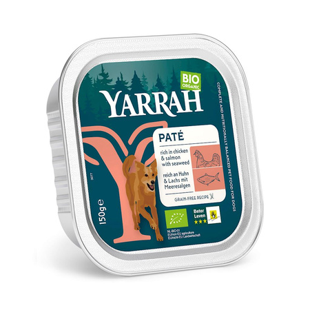 Alimento per cani paté di pollo e salmone con alghe BIO 150 g - Yarrah