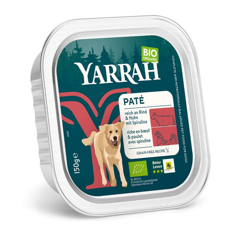 Alimento per cani paté con manzo e spirulina senza cereali Biologico 150 g – Yarrah