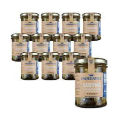 SET 12 x Sardine europee in olio extra vergine di oliva biologico 190 g (133 g) (barattolo) - emperatriz