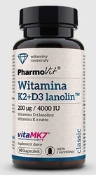 Integratore alimentare di vitamina K2 + D3 senza glutine 60 capsule - Pharmovit (Classic)