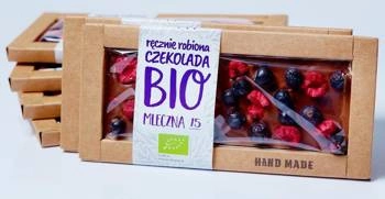 Cioccolato al latte con ribes nero e lamponi bio 53 g