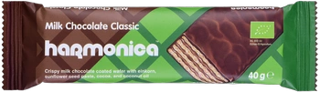Cialda alla crema di latte e cacao con copertura di cioccolato al latte bio 40 g