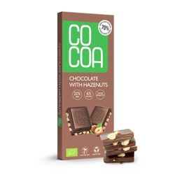 Cioccolato alle nocciole 70% meno zuccheri biologico 40 g – Cocoa