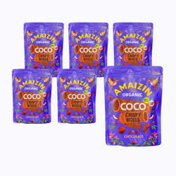 SET 6 x Rotoli - tubi croccanti al cocco e cioccolato senza glutine bio 140 g - Amaizin