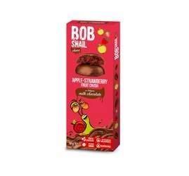 Snack mela e fragola al cioccolato al latte belga, senza zuccheri aggiunti, senza glutine 30 g – Bob Snail